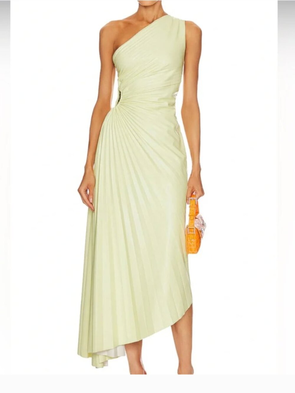 A.L.C.  Delfina Asymmetrical Pleated Dress in Butter Yellow Size 6